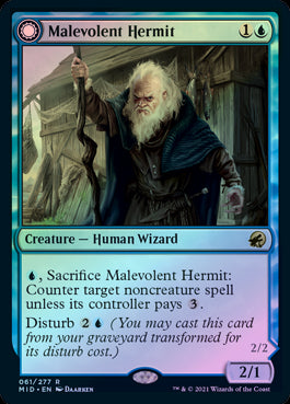 mtg cards with disturb MTG Innistrad Midnight Thraben Exorcism 039/277 Magic the Gathering Card Malevolent Hermit  THE ART
